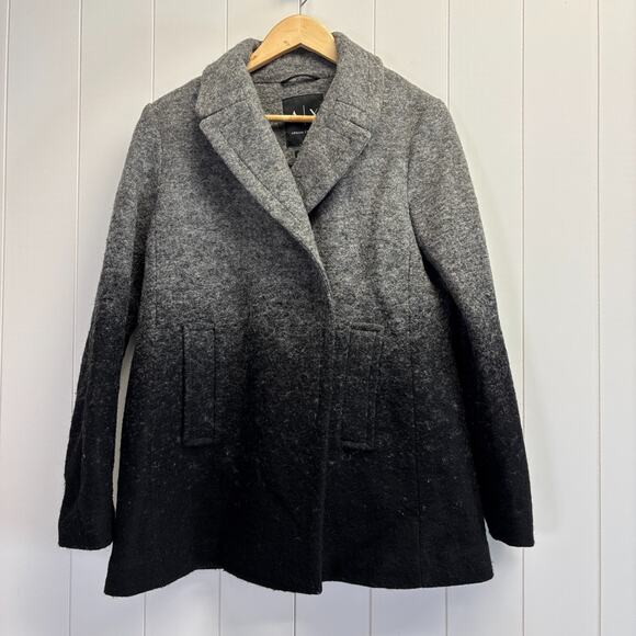 Armani Exchange Womens Winter Outdoors Cozy Wool Blend Ombre Peacoat Size S Chic - Picture 1 of 7